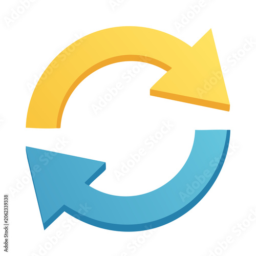 Circular arrows refresh icon with transparent background