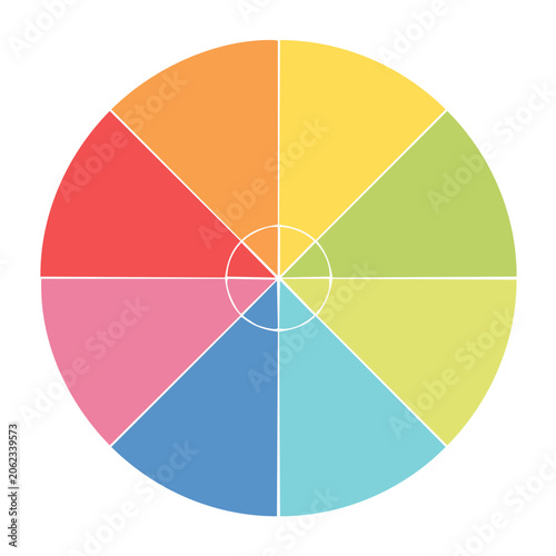 Flat design color wheel with eight segments