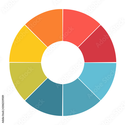 Flat design color wheel with six segments