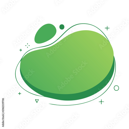 Green leaf icon with organic shape on transparent background