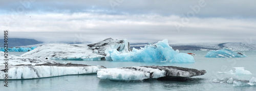 Jökulsárlón glacial lagoon in Iceland panorama