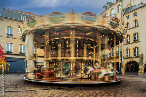 Carousel of small horses that turn