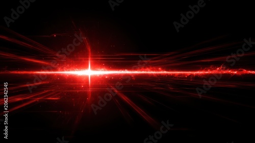 Abstract red light beams and flares against black background for design