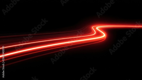 Abstract red light trail against black background technology concept