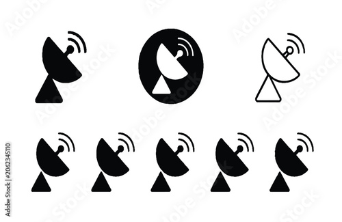 Satellite dish icons in various styles and signals transmitting data Untitled-3.eps
