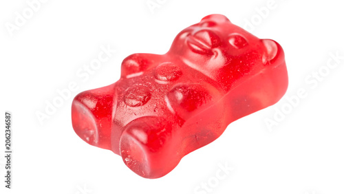 Tableau sur toile Sweet red gummy bear jelly candy isolated on a transparent background delicious