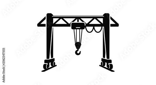 Tablou pe pânză Gantry Crane With Hook And Trolley Black Silhouette