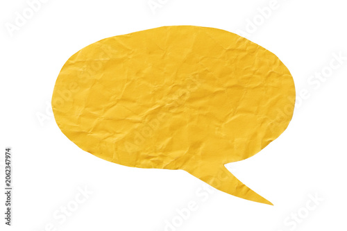 Wide Yellow Oval Paper Speech Bubble with Crumpled Texture on Transparent Background