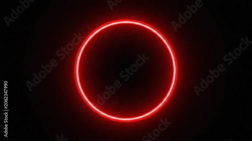 Crimson Eclipse A stark red neon ring glows against a deep black void creating a minimalist and mesmerizing visual