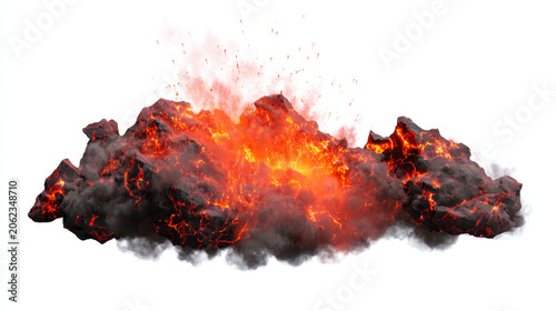 Molten Lava Energy Explosion with Volcanic Smoke and Magma Sparks