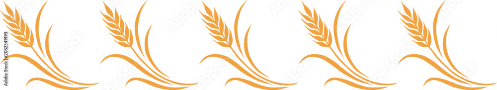 Fototapeta premium Set of five golden wheat stalks
