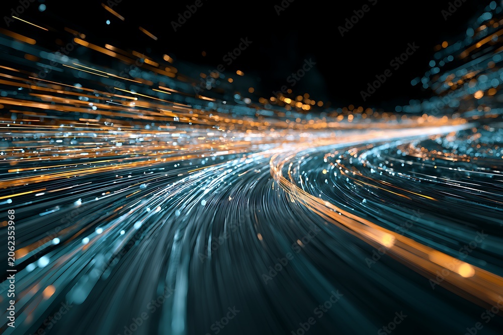 Obraz premium Data engineering concept, luminous digital pipelines transporting information across intelligent systems