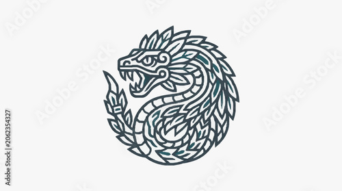 Tableau sur toile Quetzalcoatl Aztec Serpent God Symbol Illustration.