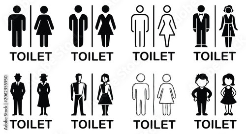 Obraz na plátně Stylized toilet sign silhouette set