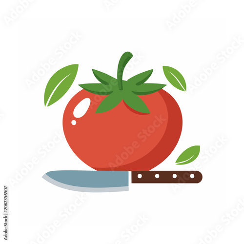 Flat design cherry with leaves and bowl