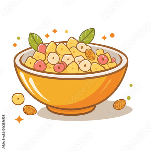 Flat design fruit basket with peaches and apricots