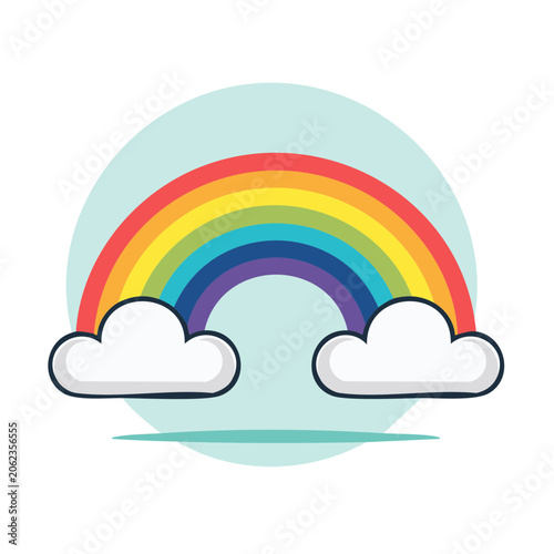 Flat design rainbow cloud vector icon