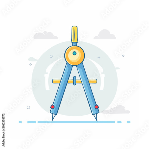 Flat design robot with gears and antenna