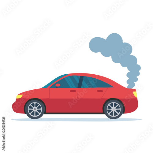 Red 3D car with cloud