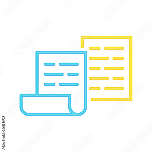A minimalist, stylized icon of a document or report, rendered in a clean, modern line-art style.