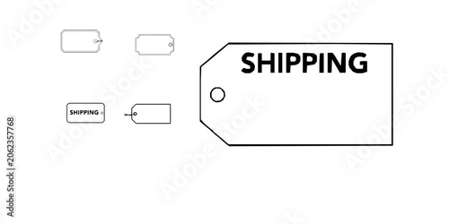 Shipping Label Outline Rectangular Tag Vector Icon Pack