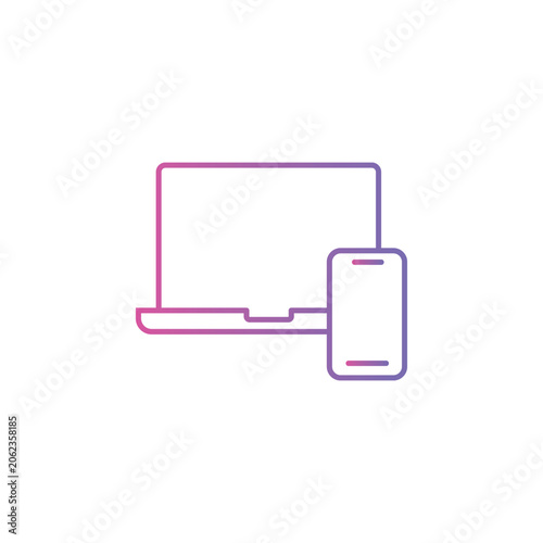 Conceptual representation of seamless connectivity between a laptop and a smartphone devices