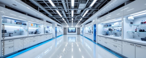 Exploring a pristine modern biotechnology lab urban setting scientific facility minimalist design innovative concepts