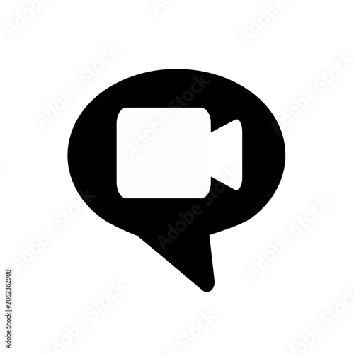 Video chat icon vector,  Vector graphic, not Artificial Intelligence, logo illustration. Replaceable vector design.