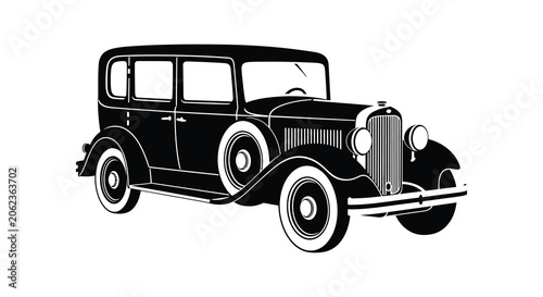 Tableau sur toile Vintage car silhouette against a white background silhouette
