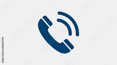 Foto A simple flat vector icon of a telephone receiver with ringing signal waves