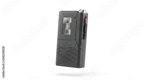 Vintage Portable Microcassette Voice Recorder on White Background