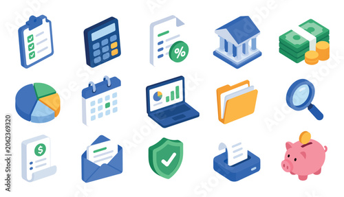Fotografie Financial Business Icons Set.