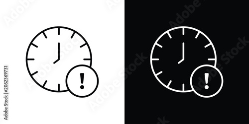 Alarm exclamation icon outline stroke in black.