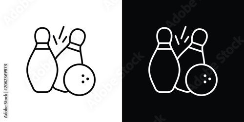Photos Bowling icon outline stroke in black.