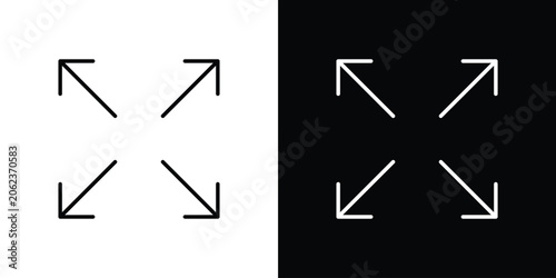 фотографія Expand icon outline stroke in black.