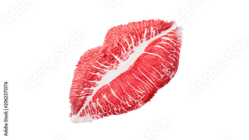 Photos Red lipstick mark kiss print on surface isolated on transparent background cut o