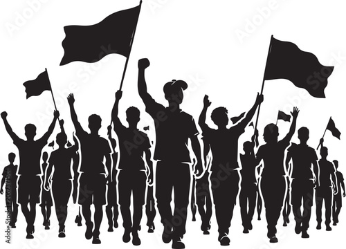 Football Supporters Marching Street Celebration Silhouette Bundle Minimalist Vector