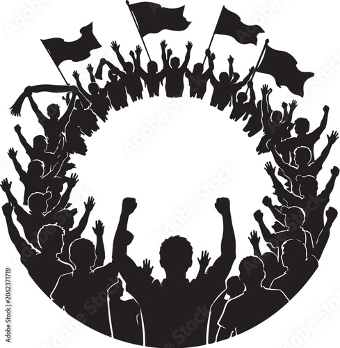 Football Fan Celebration Circle Silhouette Bundle Minimalist Sports Vector