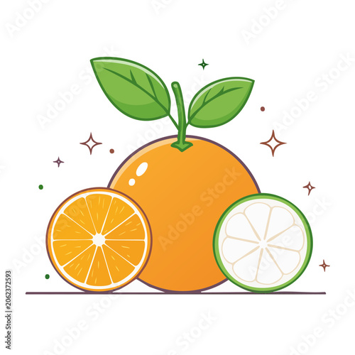 Flat design bicycle with orange wheel and green frame