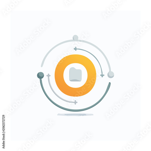 Flat design loading icon with orange circle