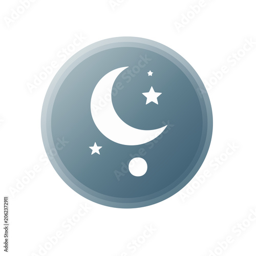 Minimalist crescent moon with stars icon