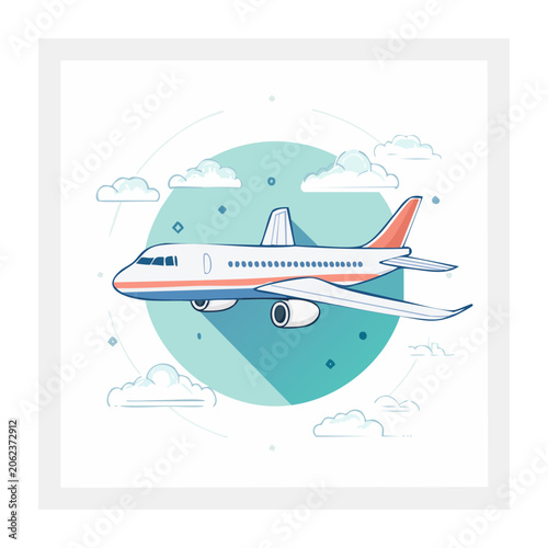 Minimalist airplane illustration on white background