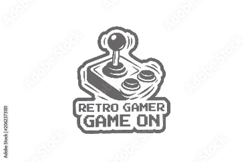 Retro gamer sticker with joystick and buttons graphic design