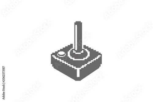 Old school gaming sticker with joystick and pixel art design