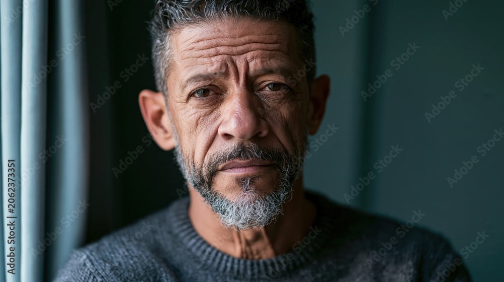 Obraz premium Sandwich Generation Middle Aged Middle Eastern Man