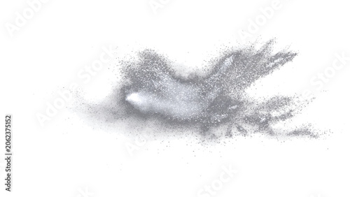 Photos Abstract dust cloud dissipates into a form resembling a bird in flight, evoking a sense of ephemeral transition and creative energy
