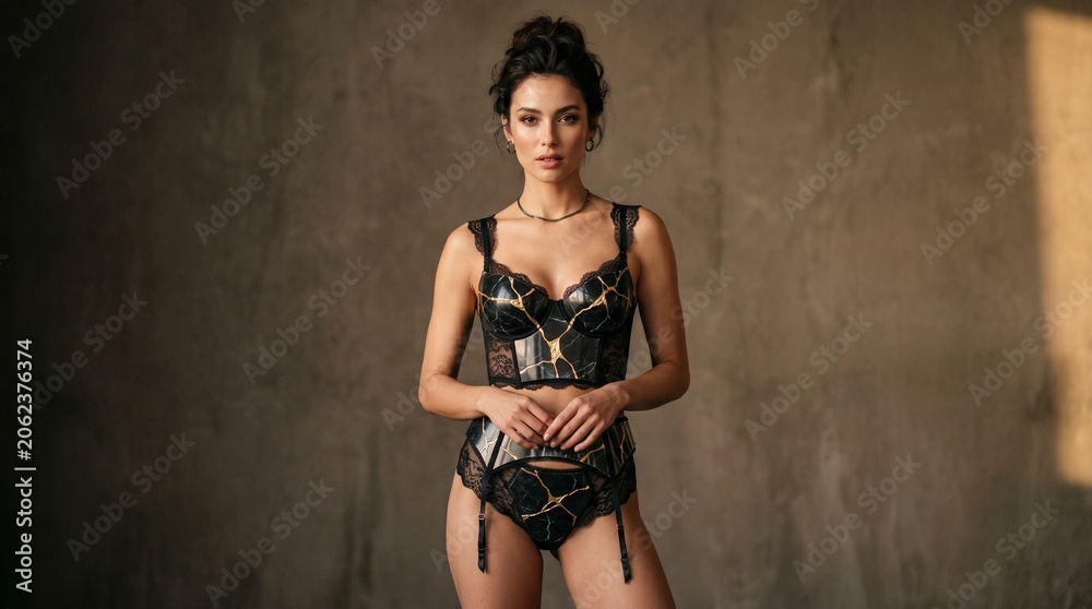 Obraz premium creative stunning field of depth focus sharp quality high detailed Woman in exquisite black attire at close up macro photography