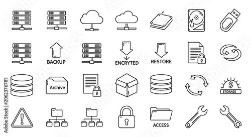 Fotografie Data Storage and Server Management Icon Set