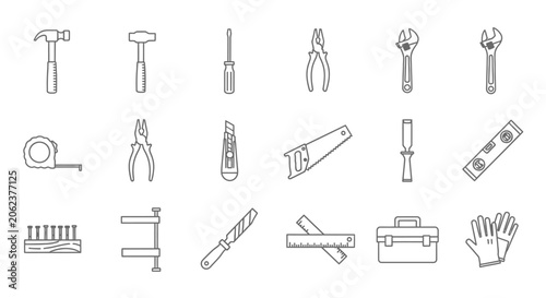 Slika na platnu Construction and Repair Hand Tools Icon Set