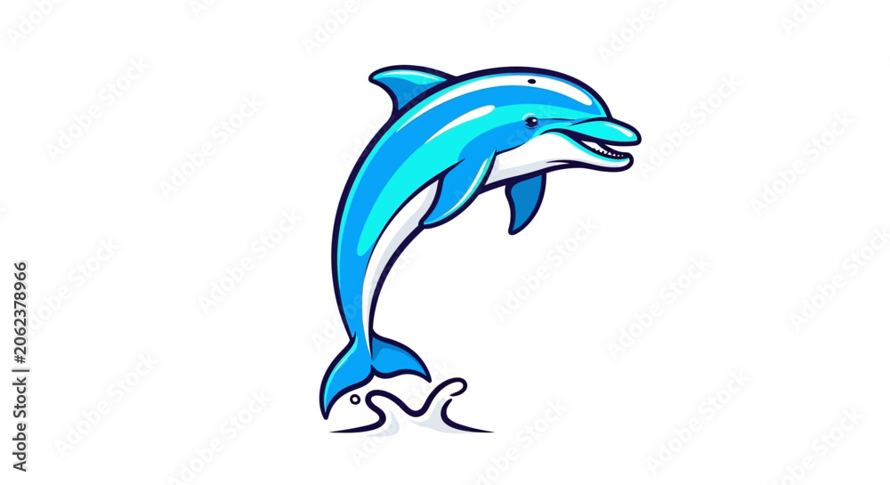Naklejka premium Cute Dolphin Jumping Vector Illustration